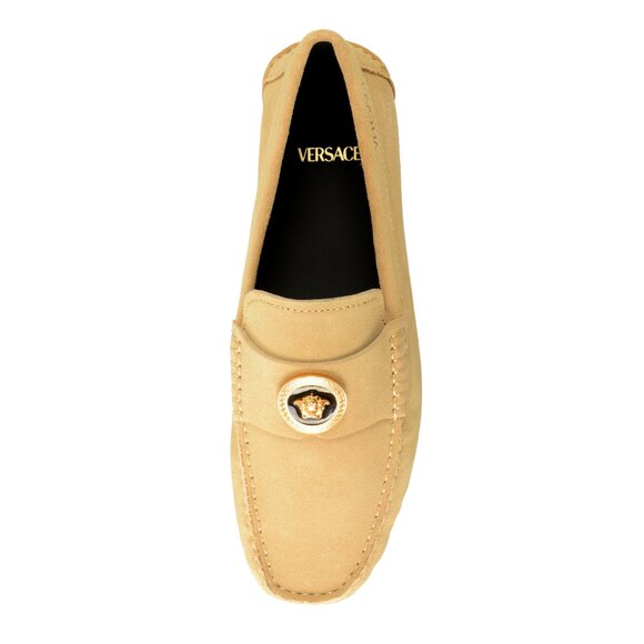 Versace Men\'s 100% Suede Leather Gold Medusa Driver Loafers Shoes US 8 IT 41 main image 8